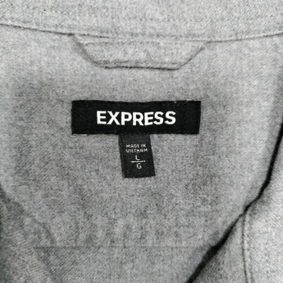 Express 100% Cotton Long Sleeve Full Zip Chore Coat Jacket Gray Men's Size Large - Picture 4 of 12